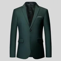 Blazer informal ajustado para hombre, chaqueta elegante de colores, verde, morado, negro, amarillo, traje Formal para boda y graduación