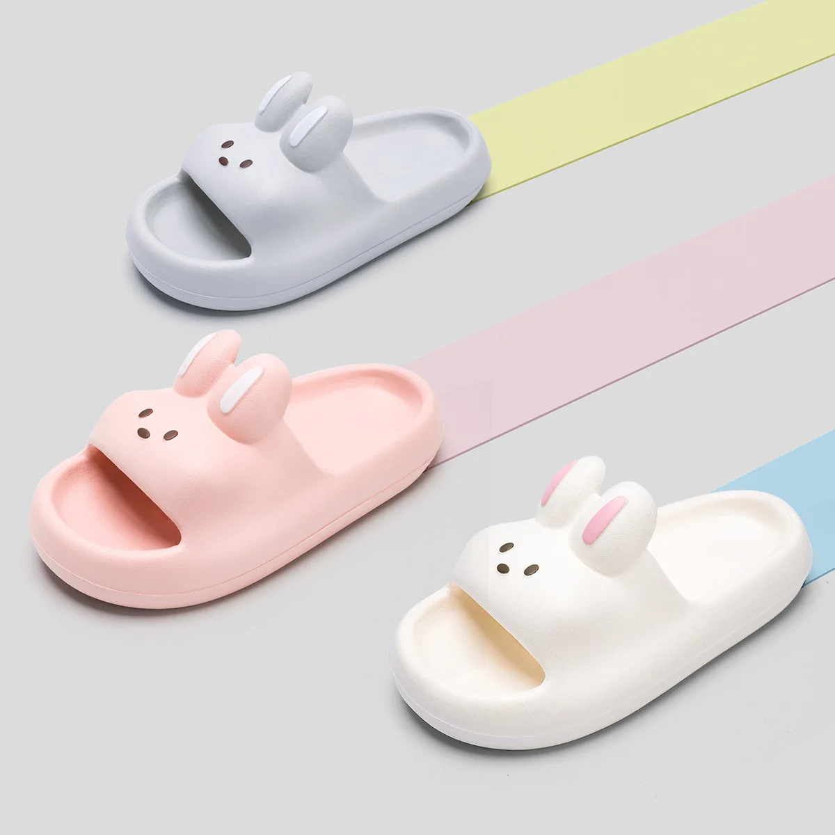 Men Women Cute Rabbit Styling Soft Sole Cloud Slippers Thick Platform Indoor Beach Sandals Summer EVA Non Slip Flip Flops