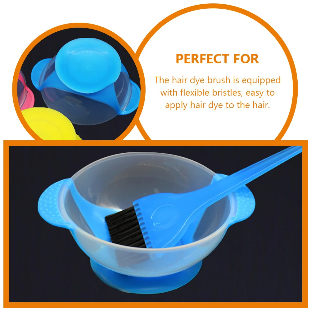 1Set Hair Dye Brush and Bowl Set Thickened Plastic Mixing Bowl Flexible Bristles Easy Clean Hair Coloring Tool Kit for Salon Spa