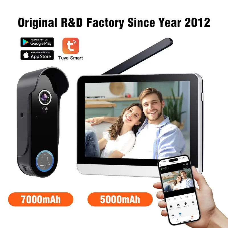 Smart Waterproof Wireless Wifi Video Doorbell Smart Video Door Phone with Touch Screen System Color Camera Duplex