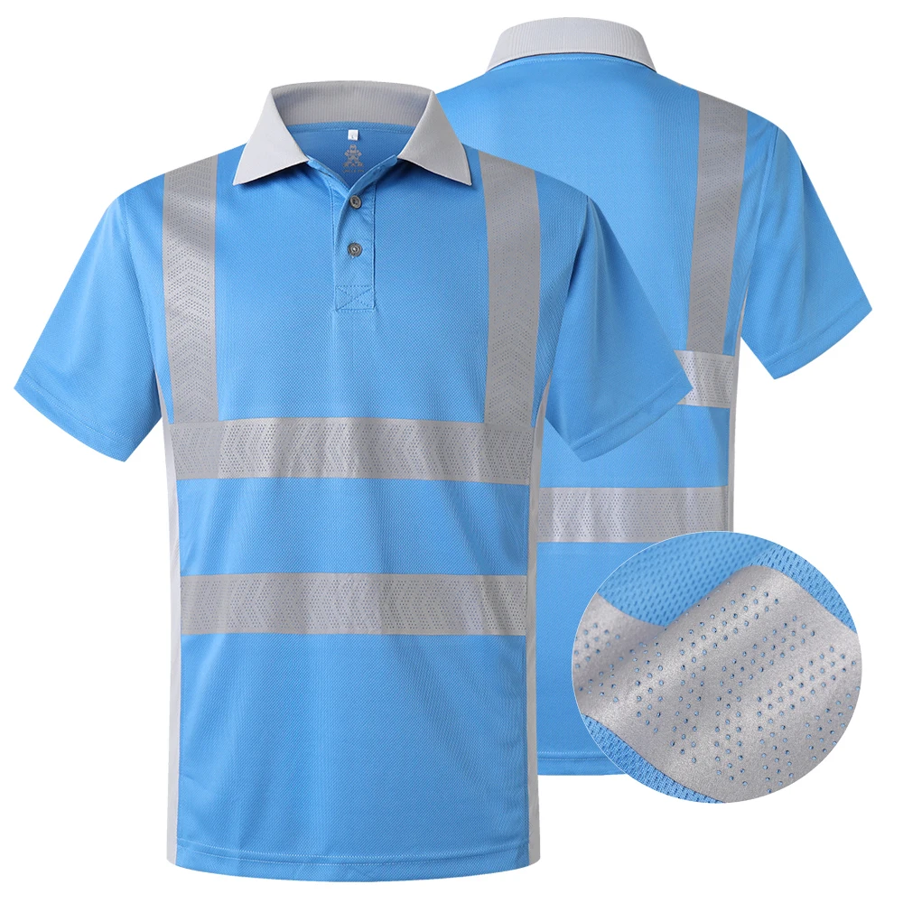 Summer Breathable Men's Work T-shirt Road Traffic Construction Polo Shirts Man Quick Dry