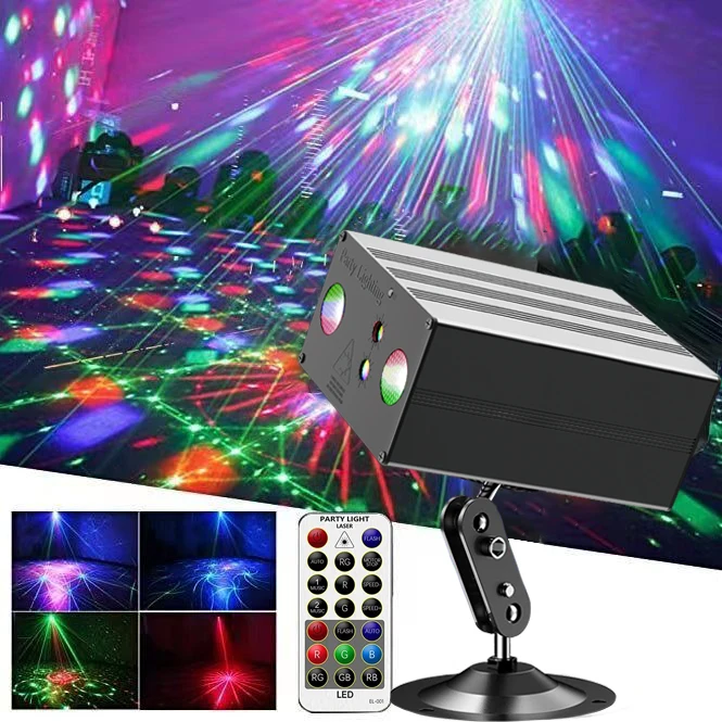 新しいLEDアンビエントライト、充電式ステージライト、マルチカラーエフェクトランプ、音声起動式フラッシュレーザー、ホームバーパーティー用