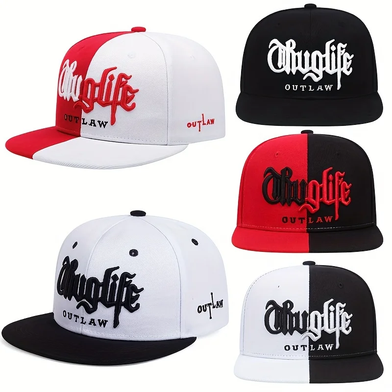 1PC قبعة Thug Life المطرزة الأنيقة Snapback، قبعة بيسبول رياضية خارجية للرجال والنساء