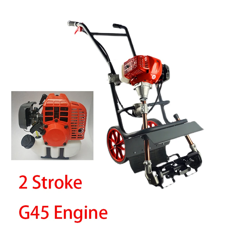 2T 4T Gasoline Engine Handpush Frame Wheel Double Weeder Machine Orchard Garden Farmland Lawn Mower Grass Trimmer