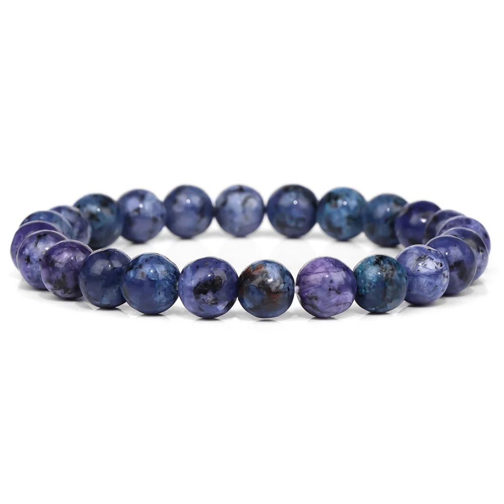 Purple Stone Bracelet 8mm Natural Stone Fire Dragon Agates Amethysts Fluorite Jasper Beads Elastic Bracelets For Women Men