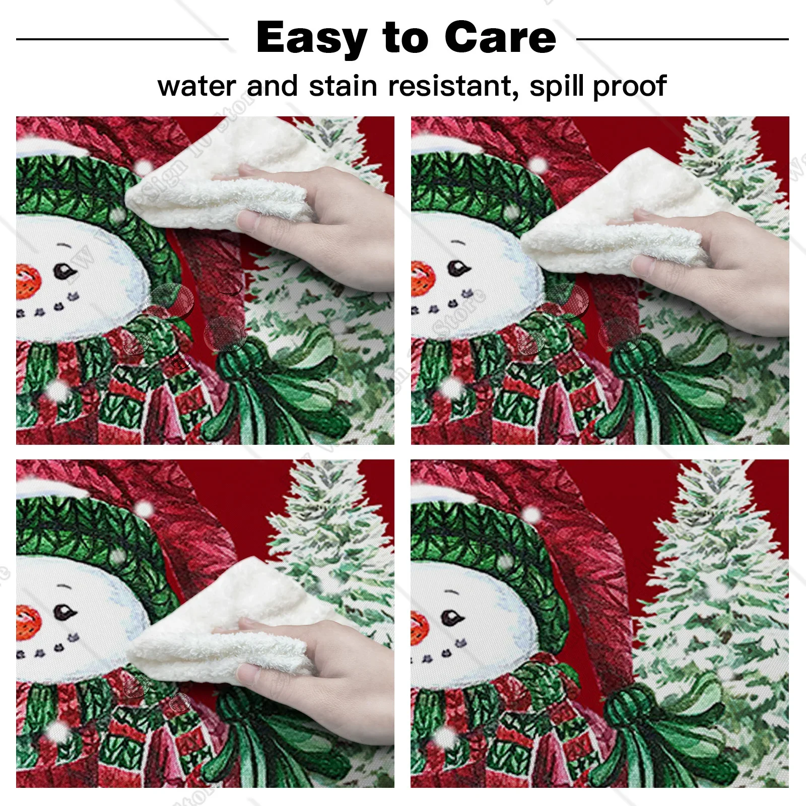Christmas Tree Snowman Robin Berry Round Tablecloth Waterproof Wedding Party Table Cover Christmas Dining Table Tablecloth
