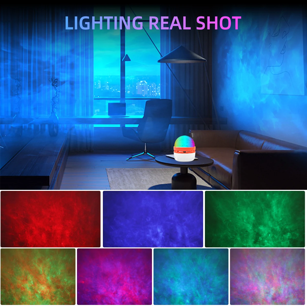 USB 5 В Galaxy Проектор Ночник 360 °   Вращающаяся водная рябь, волна RGB, атмосферный свет для вечеринки, спальни, декор интерьера автомобиля