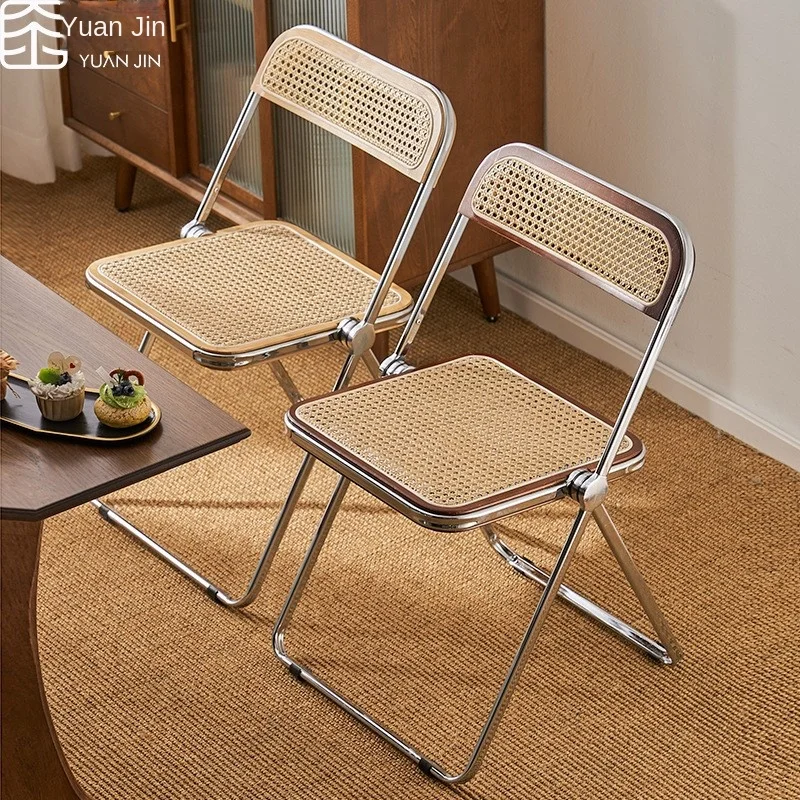 OMGD Folding Chair Household Modern Simple Wood Restaurant Japanese Backrest Dining Chair Office Backrest Chair Fold Chair