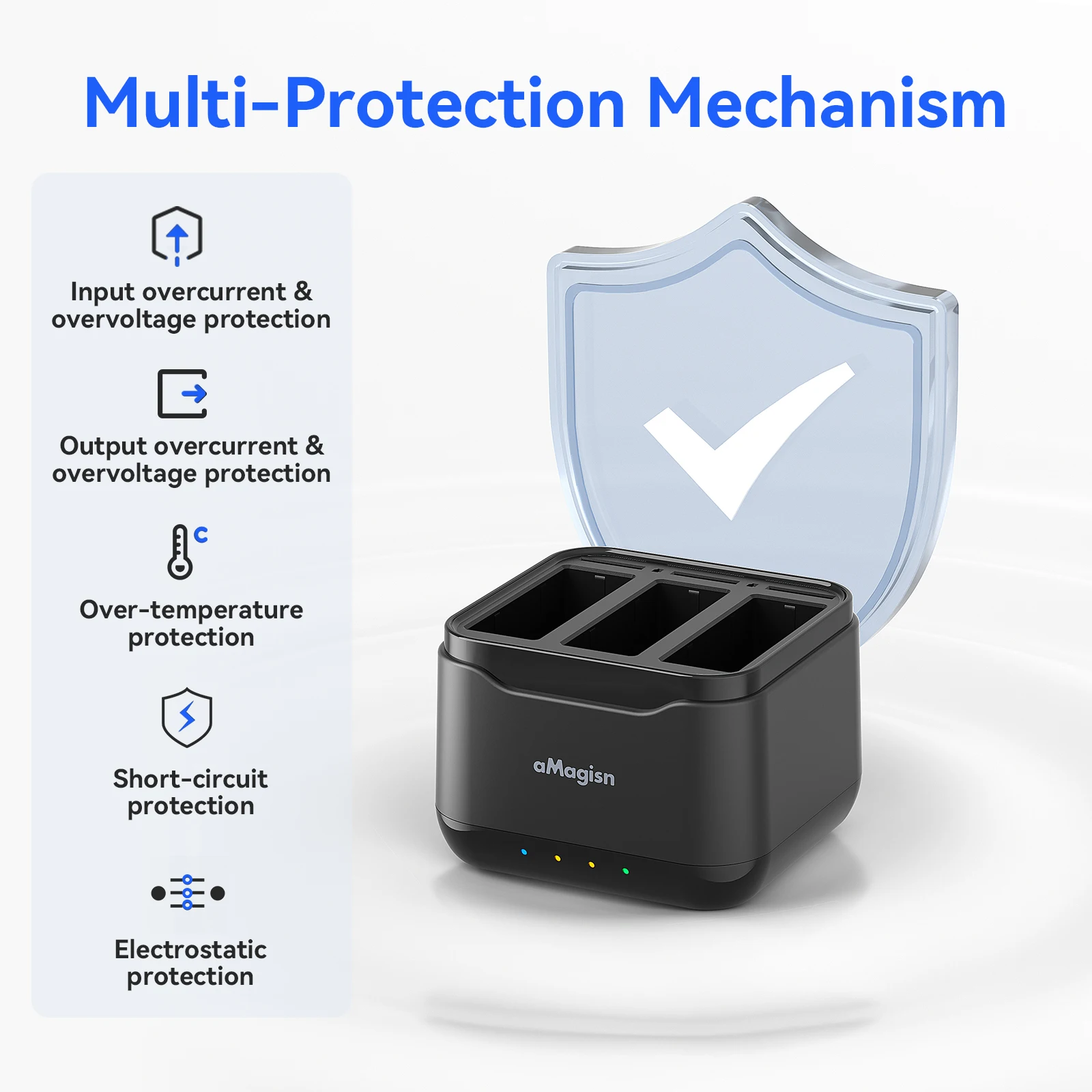 Akku-Ladebox für DJI Osmo Action 5 Pro 3 Steckplätze Schnelllade-Hub Action 5 Pro Ladegerät Akku-Aufbewahrungskoffer Zubehör