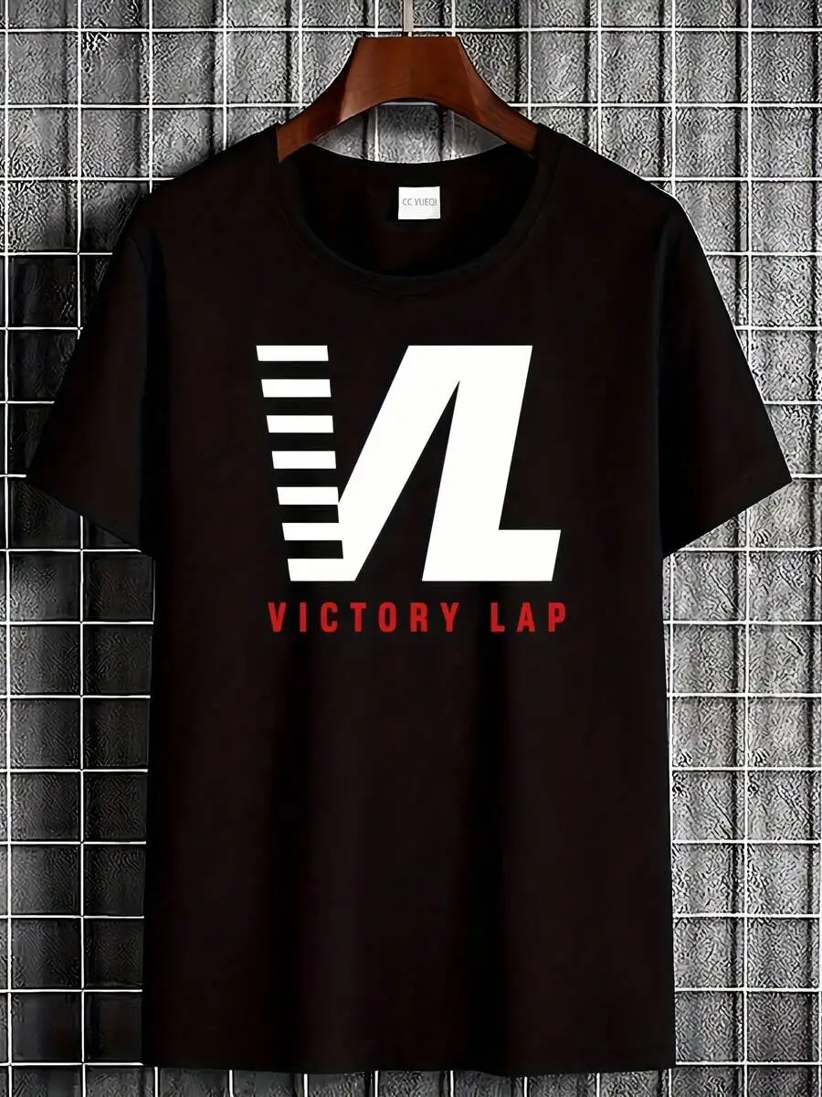 Victory Lap All Money In Nipsey Graphic T-Shirt Black With Bold White & Red Lettering Unisex Regular Fit Short Sleeve Breathable