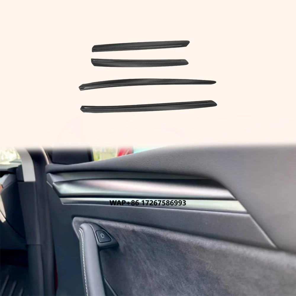 

For Model Y 2025+ Dry Carbon 4-Piece Interior Door Panel Trim Accent Strip