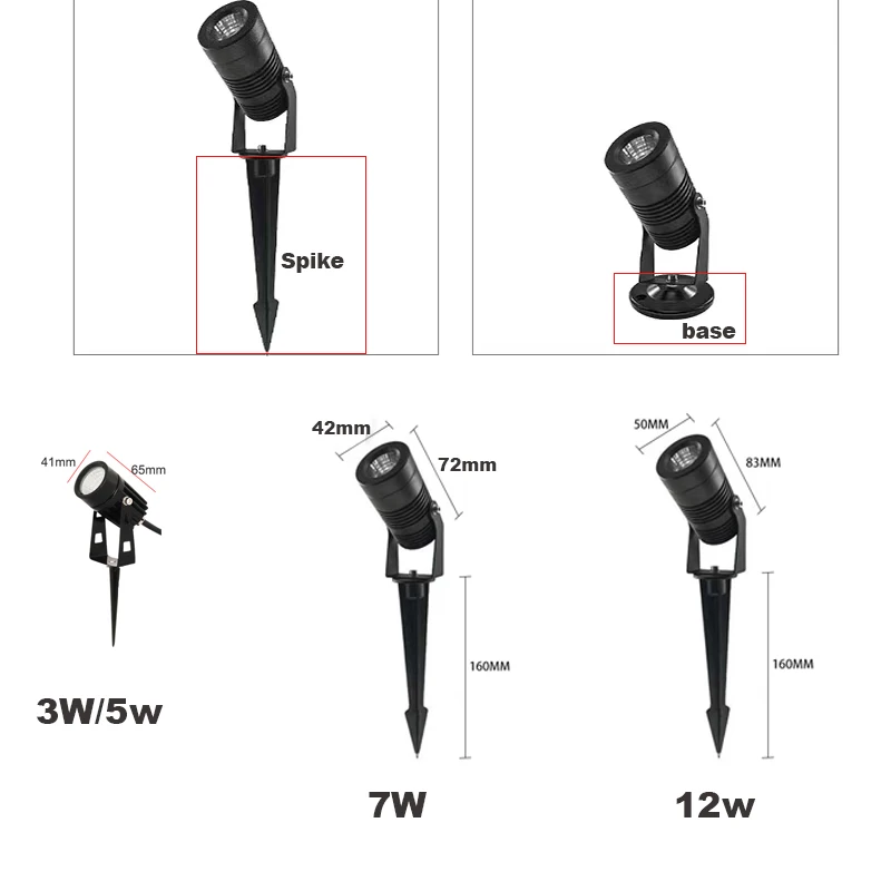 Waterproof Landscape Led Lawn Light 12V 220V Tree Spotlight IP67 3w 5w 12w Outdoor Spike Garden Yard Lamp