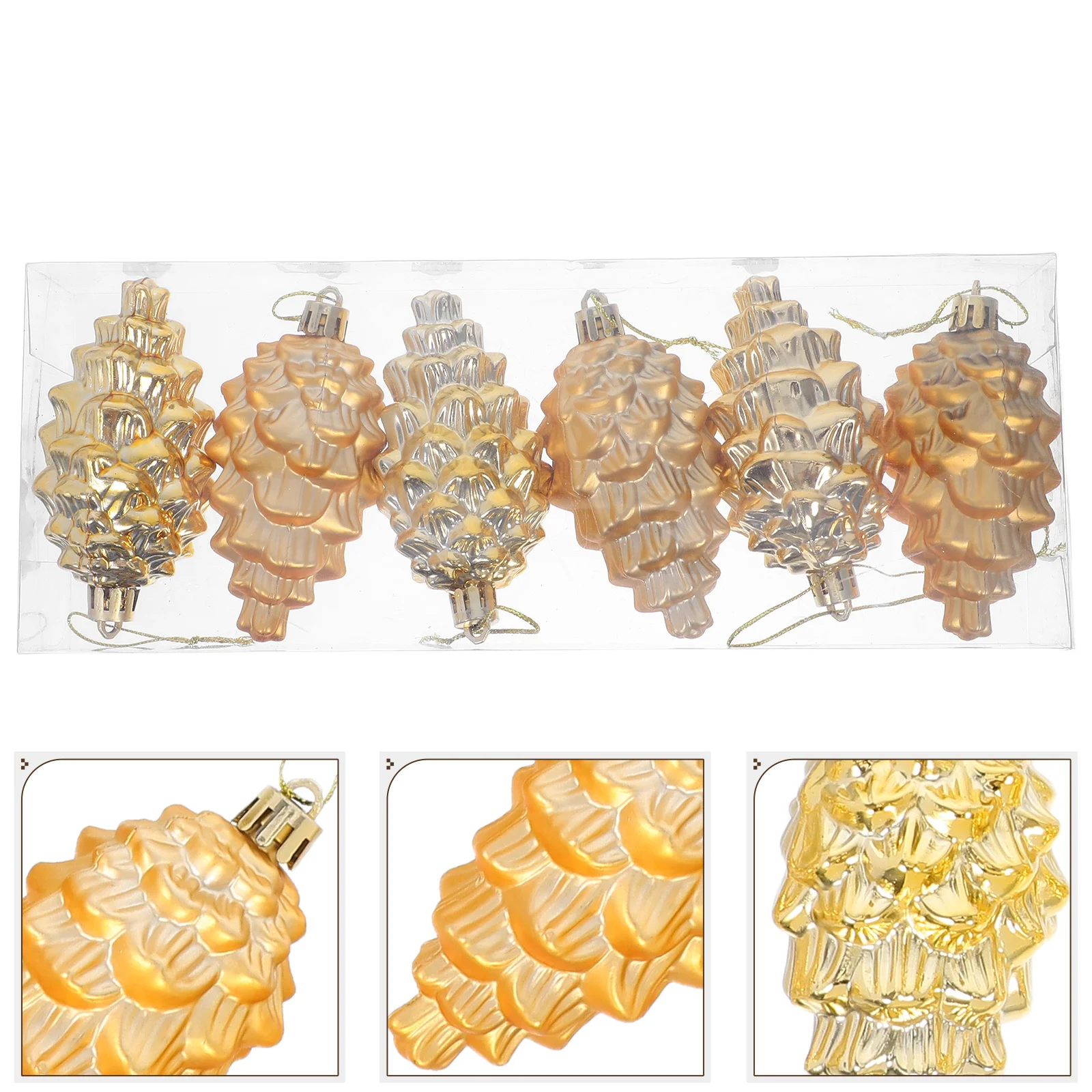 

6Pcs Pinecone Ornaments for Christmas Tree Glitter Decorative Pendants Holiday Hanging Decor Shatterproof Indoor Outdoor