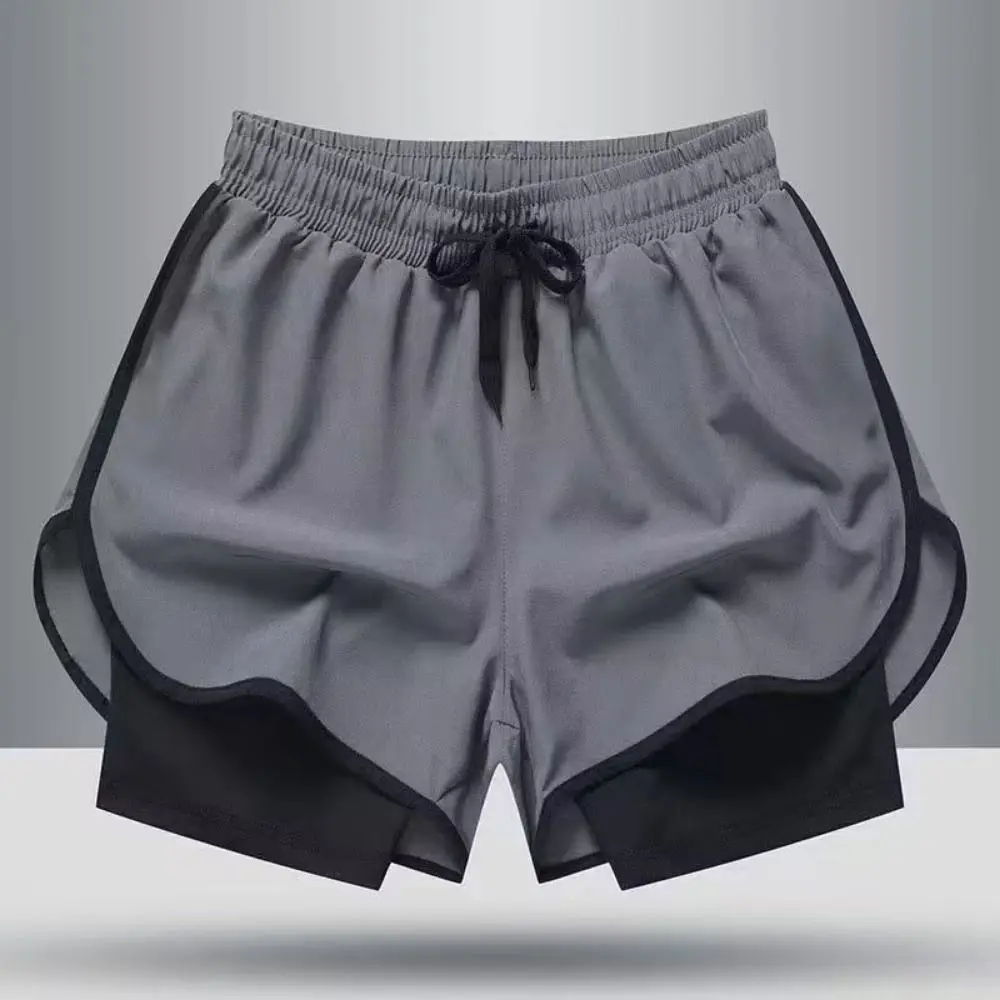

Fashion 2 in 1 Men Running Pants Leisure Quick Dry Male Sports Short Pants Fitness Quarter Pants Fitness Gym Shorts Basketball