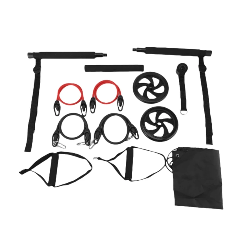 Kit Bar Pilates com Bandas de Resistência, Equipamento para Exercício, Ab Roller, Portátil, Home Gym, Yoga, Fitness, Top, Top