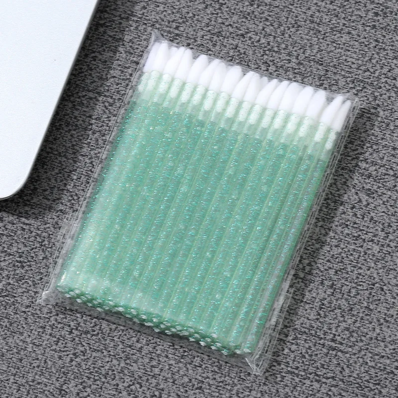 50 قضبان كريستال، فرشاة شفاه صلبة، عصا أعواد قطنية، فرشاة تلطخ ملمع الشفاه، أداة مكياج، فرشاة أحمر شفاه مريحة