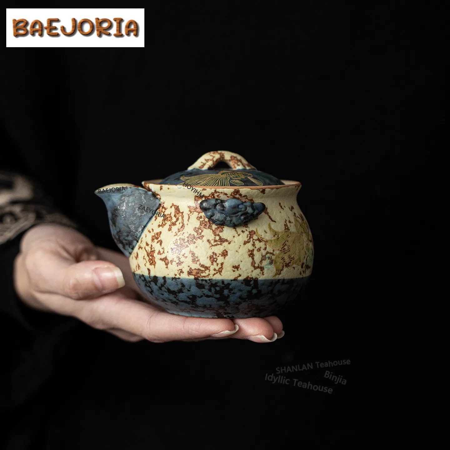 

Чайник-заварник 200 мл, сине-белый, с красным декором Firestone, в форме бутылки, с ситечком, для заваривания чая, подарочный