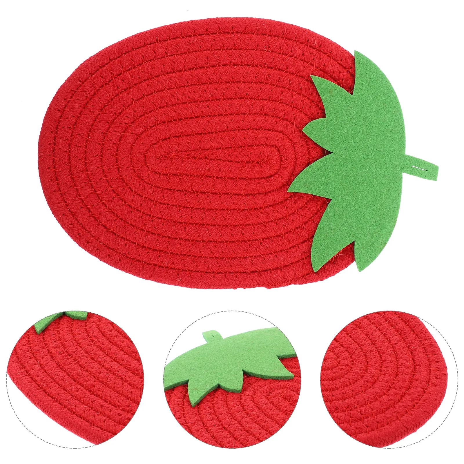 

1Pcs Strawberry Place Mat Heat Resistant Woven Cotton Table Protector for Dining Home Restaurant Use Non Slip Bowl Cup Pad