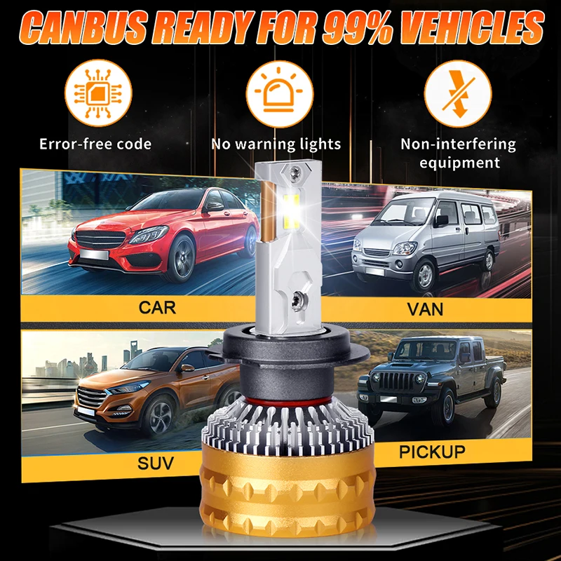 H4 Led 9570 CSP Drifteryes عالية الطاقة H1 H11 H7 9005 9006 9012 مصباح تربو مزدوج النحاس H8 H9 أنابيب تبديد الحرارة الضباب الخفيف 12 فولت