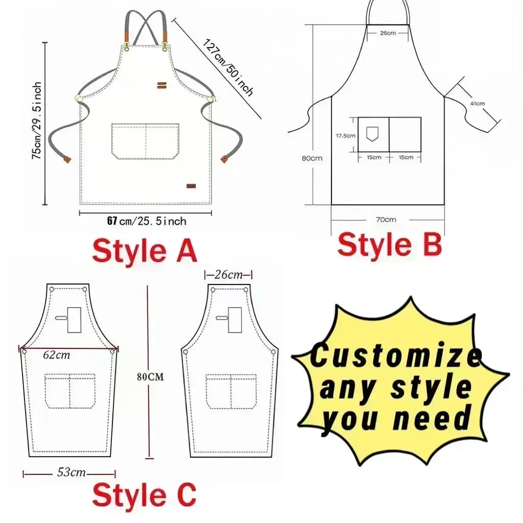 مريلة قابلة للتخصيص مريلة الطباخ المطبخ والشواية قماش المئزر لمطعم متجر المقاهي استوديوهات النادل العمل الموحدة #4