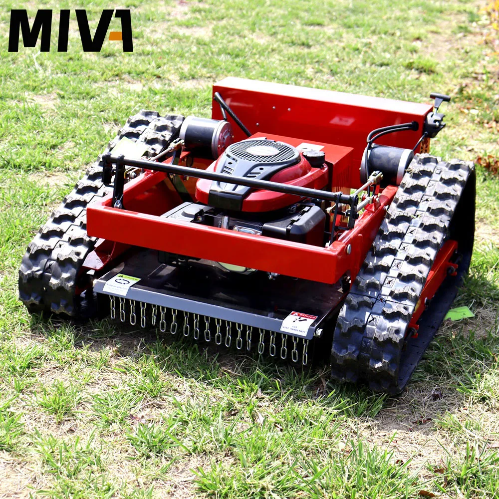 All Terrain Grass Cutting Machine Agriculture Tracks Remote Control Robot Lawn Mower customized Diesel Engine Mini Lawn Mover