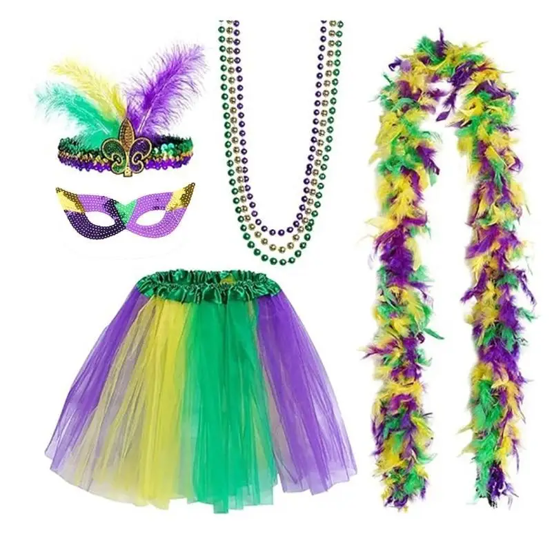 

652F Праздничный костюм Марди Гра, повязка на голову, маскарадная маска, праздничные принадлежности