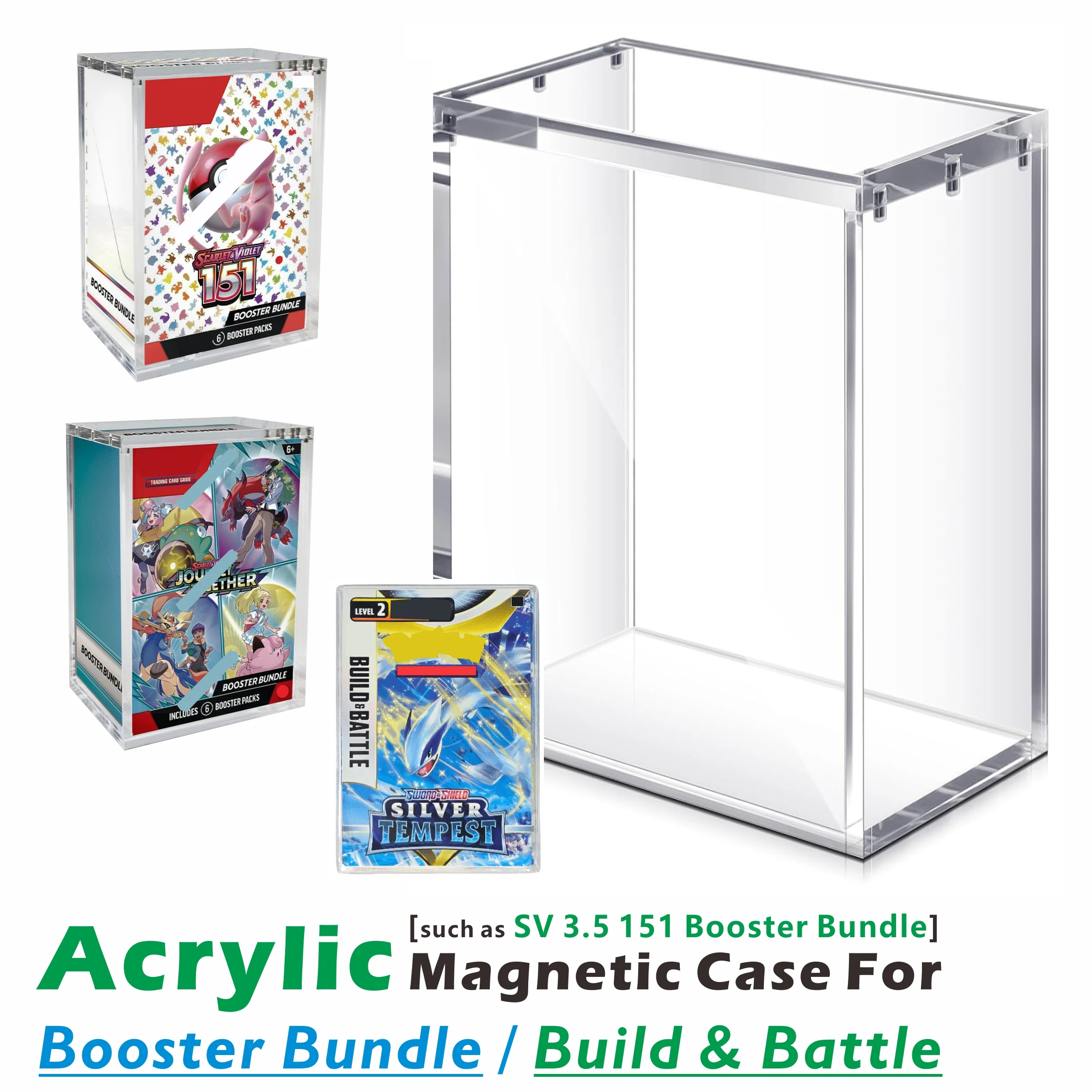 حافظة مغناطيسية من الأكريليك لحزمة معززة / بناء ومعركة مع غطاء مغناطيسي، مقاوم للرطوبة، تخزين وعرض قوي