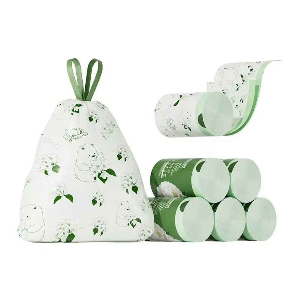 30/50/100pcs/rolls Not Easy To Break Drawstring Garbage Bag Plastic Portable Design Thickened Trash Bag Thickened Material