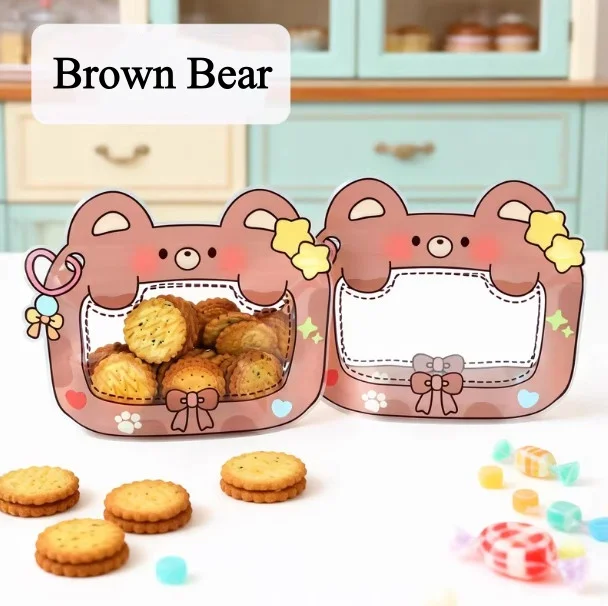 100PCS Cute Animals Plastic Window Packaging Bag DIY Cookies Biscuit Snack Candy Sugar Wedding Birthday Gift Packaging Pouches