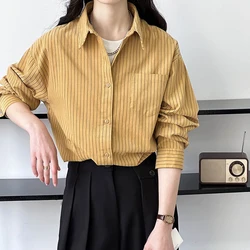 2024 Women Spring Blouses Long Sleeve Striped Cotton Womens Tops And Blouses Fashion Shirt Blusas Roupa Feminina