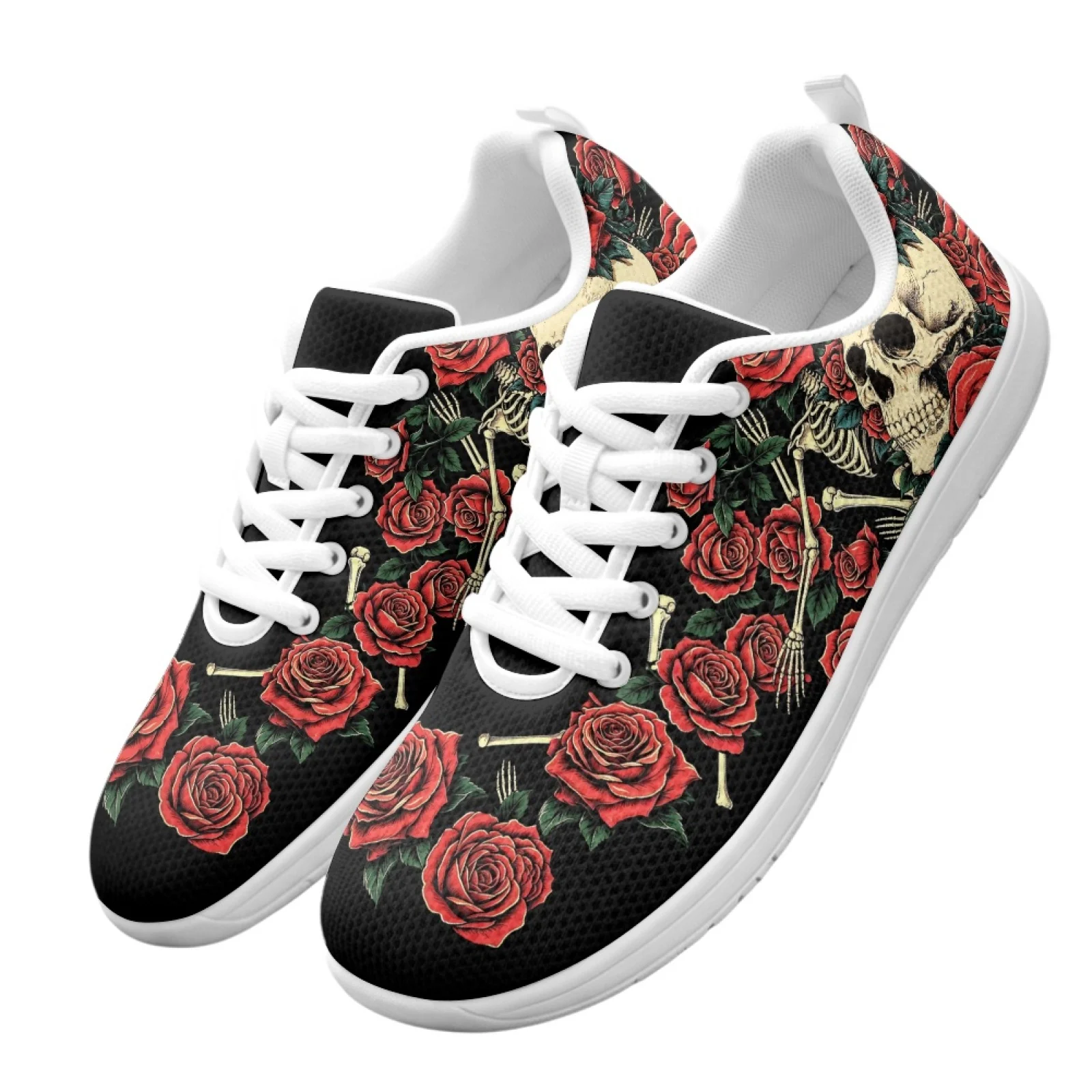 XIXIRIMIDO Rose Skull Strappy Wide-Toed Shoes Women'S Casual Shoes Men'S Commuter Sneakers Outdoor Sports Shoes Breathable 36-46