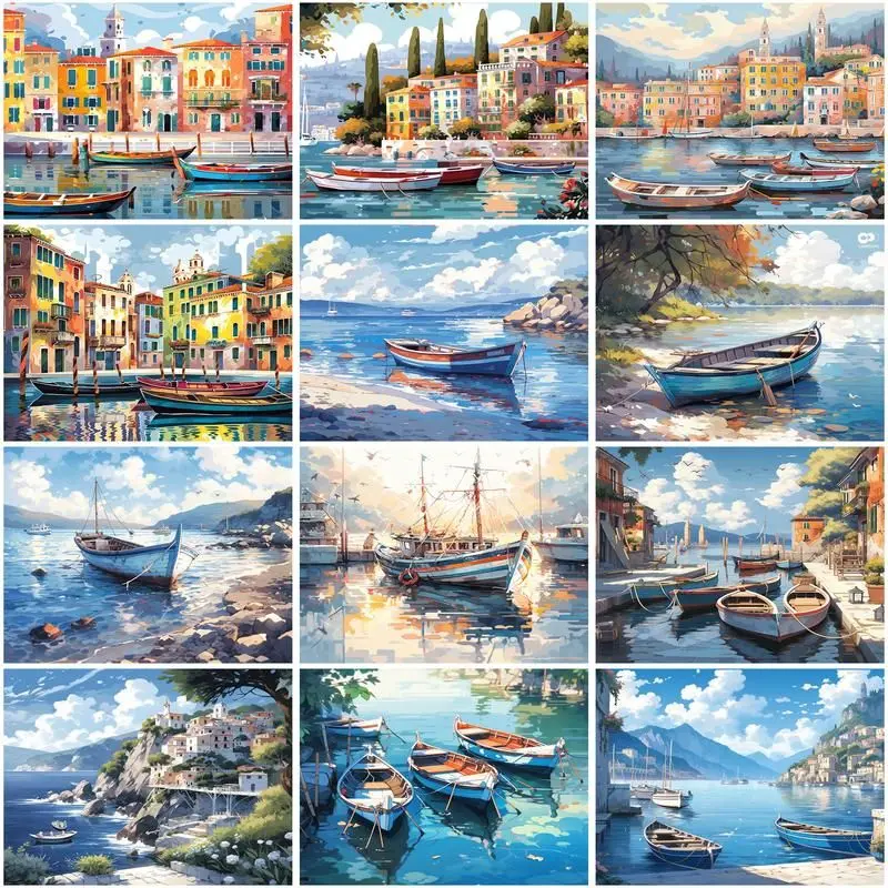 

GATYZTORY Pictures By Number Sailing Scenery Kits Painting By Numbers Sea Drawing On Canvas HandPainted Art Gift Home Decor