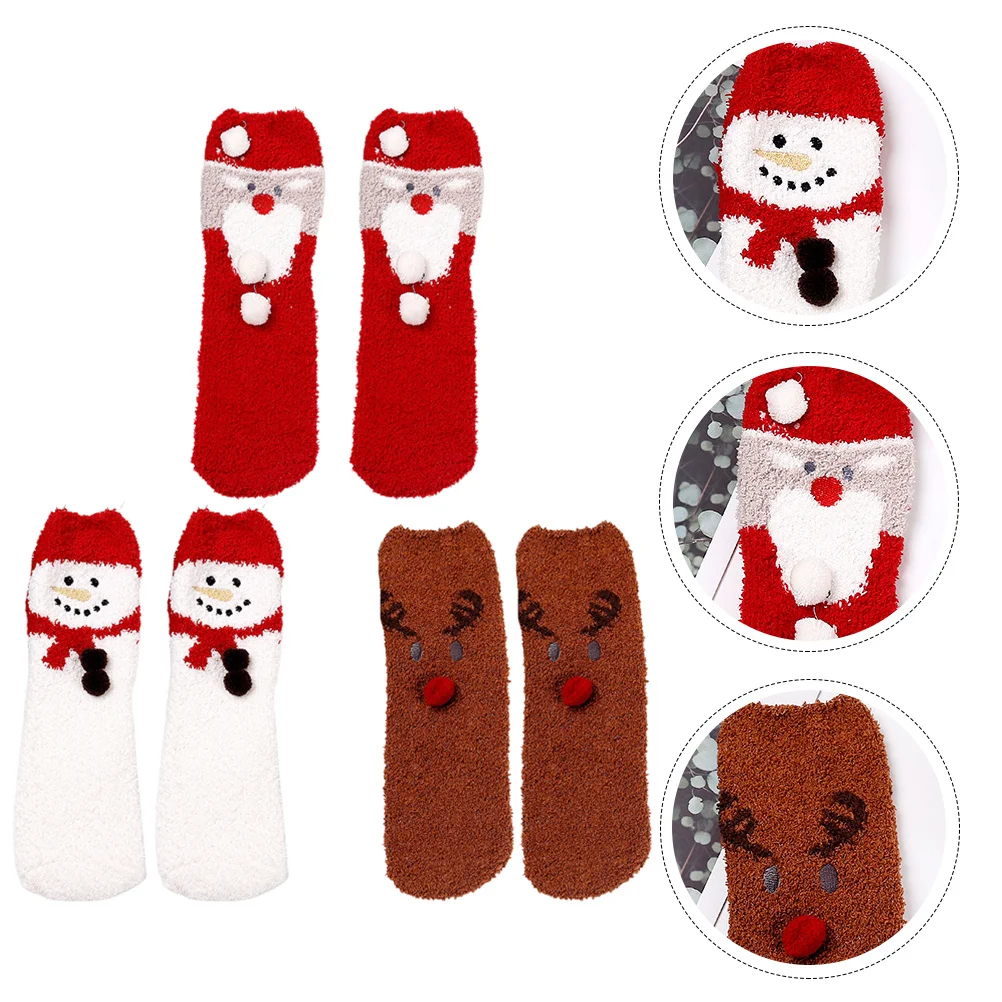 

3 пары носков с героями мультфильмов, эластичный материал, дышащие, впитывающие пот, мягкие, удобные, теплые, приятные для кожи, без запаха, Рождество