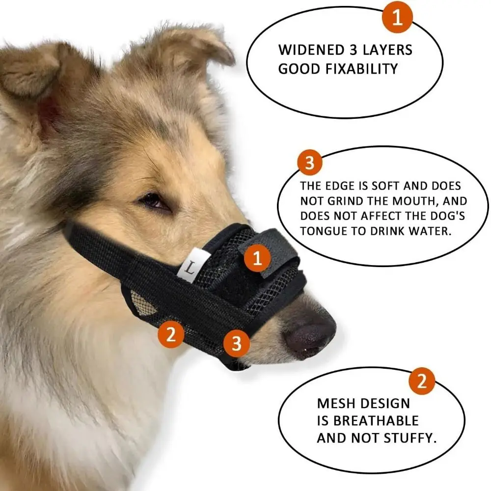 Adjustable Dog Muzzle Mouth Cover Mesh Mask Anti Stop Bite Chewing Breathable