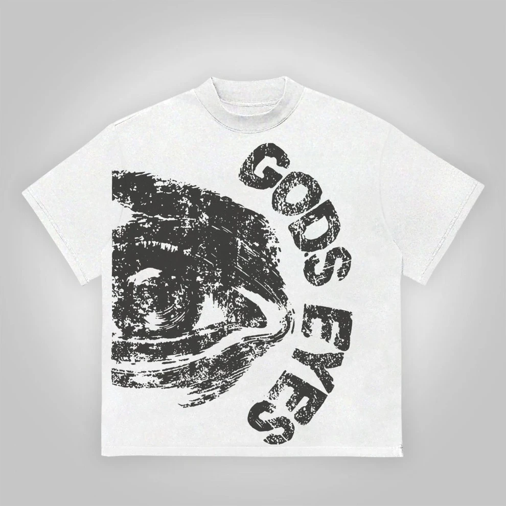 

Винтажная хлопковая повседневная футболка с графическим принтом Gods Eyes для мужчин и женщин, уличный стиль, футболка с короткими рукавами, ретро футболки Y2K