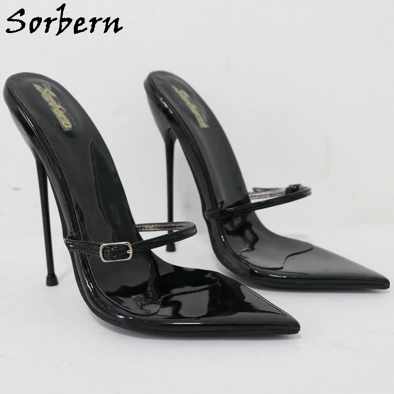 Sorbern 14cm Metal High Heel Slippers Women Night Club Party Heels Ladies Slides T Show Sandals Sissy Boy Footwear