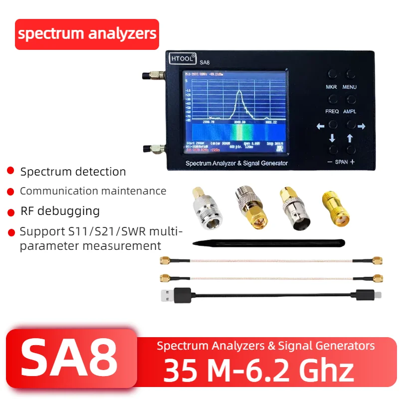

Анализатор спектра SA8, генератор сигналов 35-6200 МГц, портативная персонализация, поддержка русского непрерывного обновления, портативный