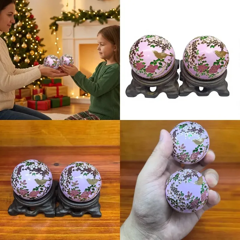 China Luxury Gift Set Stress Relief Toy Baoding Iron Ball Ceramic Ornament Christmas Gift Series