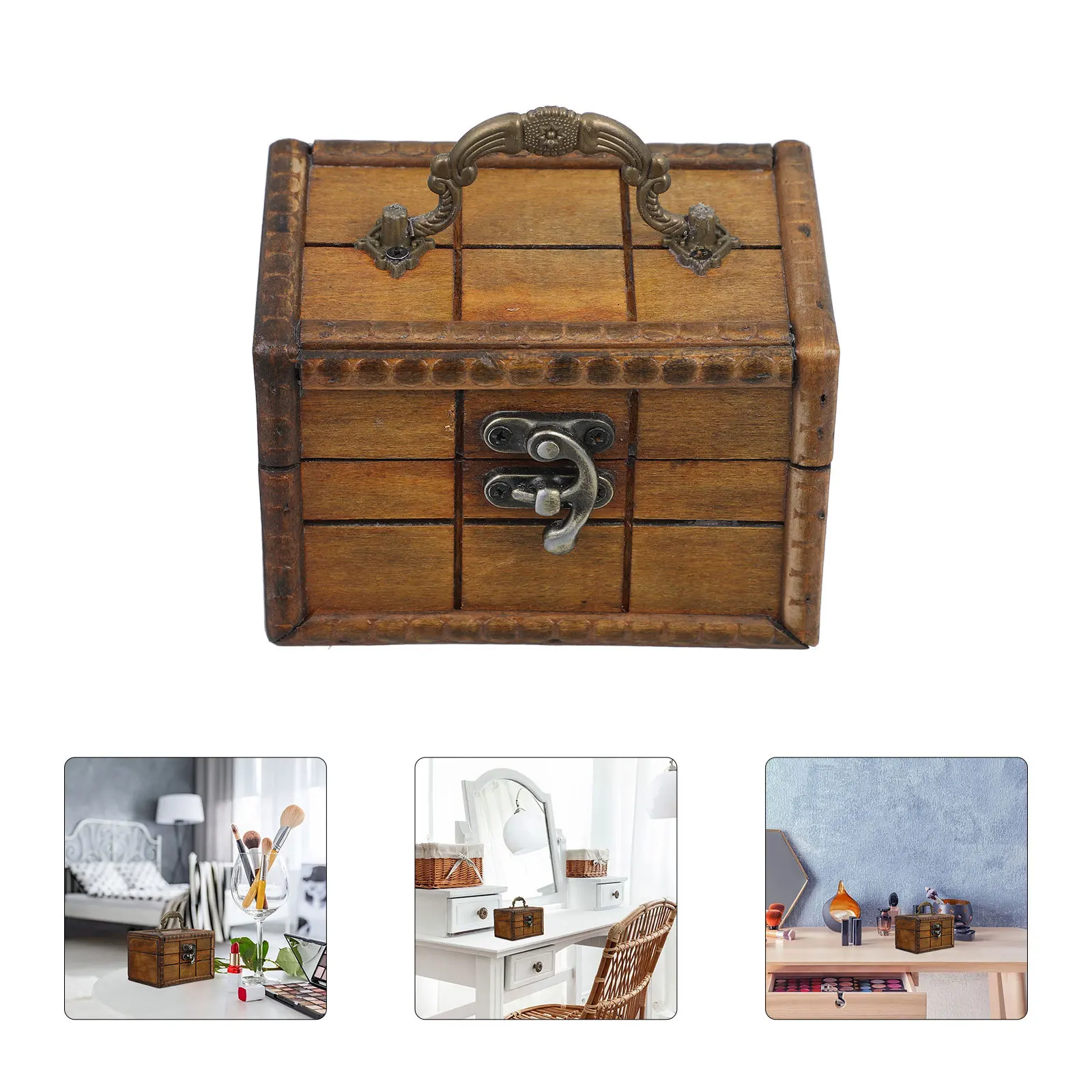

Wooden Treasure Chest Jewelry Storage Box With Lock Small Trinket Organizer Kids Keepsake Case Decorative Chest For Classroom