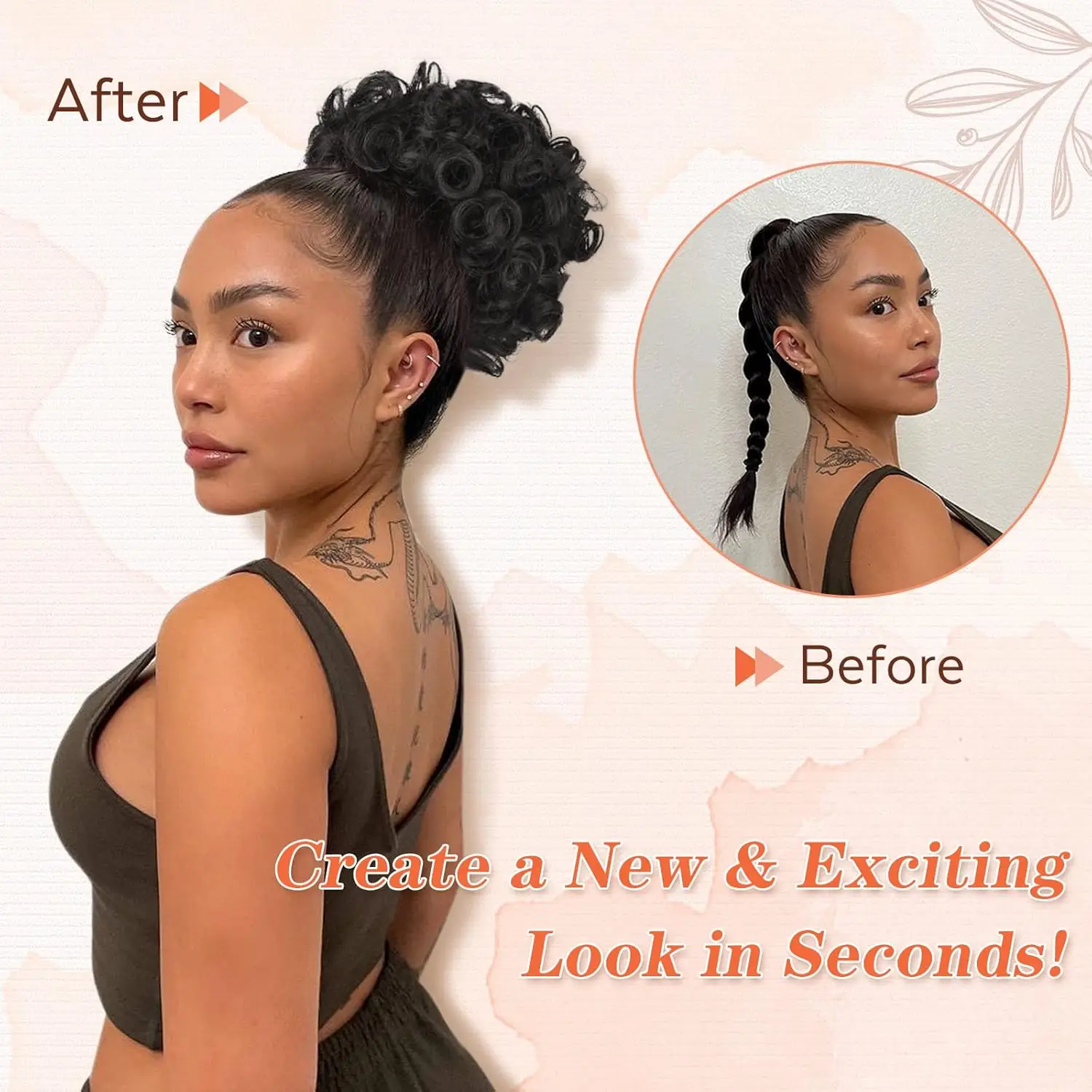 Rommelig Golvend Broodje Haarstukken voor Vrouwen Kort Krullend Trekkoord Paardenstaart Opgestoken Haar Broodje, 1 STKS Grote Dikke Krullend Synthetisch Haar Broodje