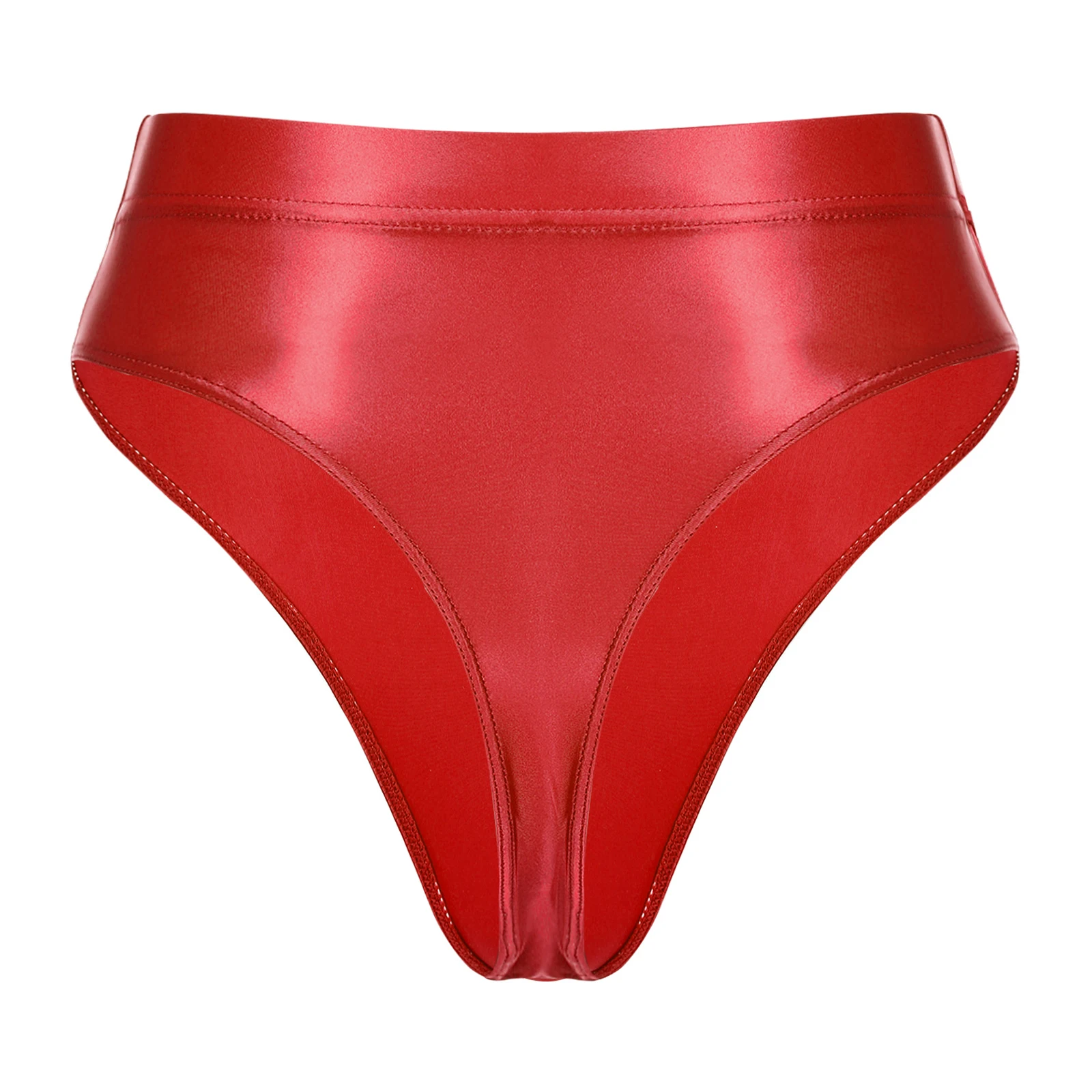 Sissy Celana Dalam Wanita Gloss G-string Thong Pinggang Tinggi Warna Solid Pakaian Dalam Ikat Pinggang Elastis Celana Dalam Harian Kasual Pakaian Renang