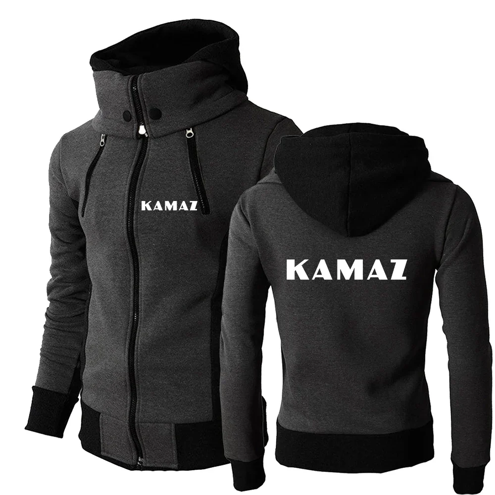 

New KAMAZ Men's High Quality Printing Hoodies Sweatshirt Jacket Coats Double Zipper Collar Tracksuit Harajuku Man Clothes Tops