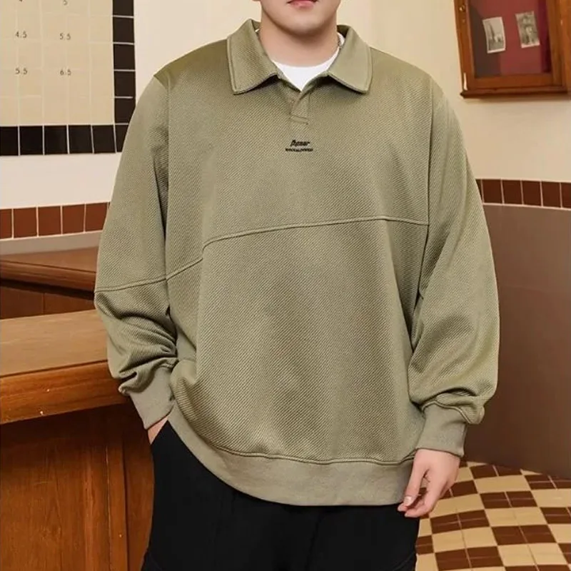 

New Casual and Versatile Letter Printing Men's Lapel Sweatshirt Loose Long Sleeves