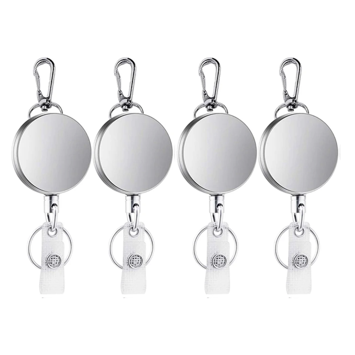 4Pcs Retractable Pull Key Ring ID Badge Lanyard Name Tag Card Holder Reel Belt Clip