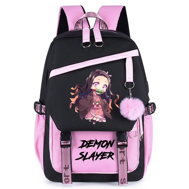 Demon Slayer Schoolbag Anime Characters Nezuko Zenitsu Giyu Tomioka Backpack  Muichiro Tokito Laptop Backpack Student Book Bag view 2