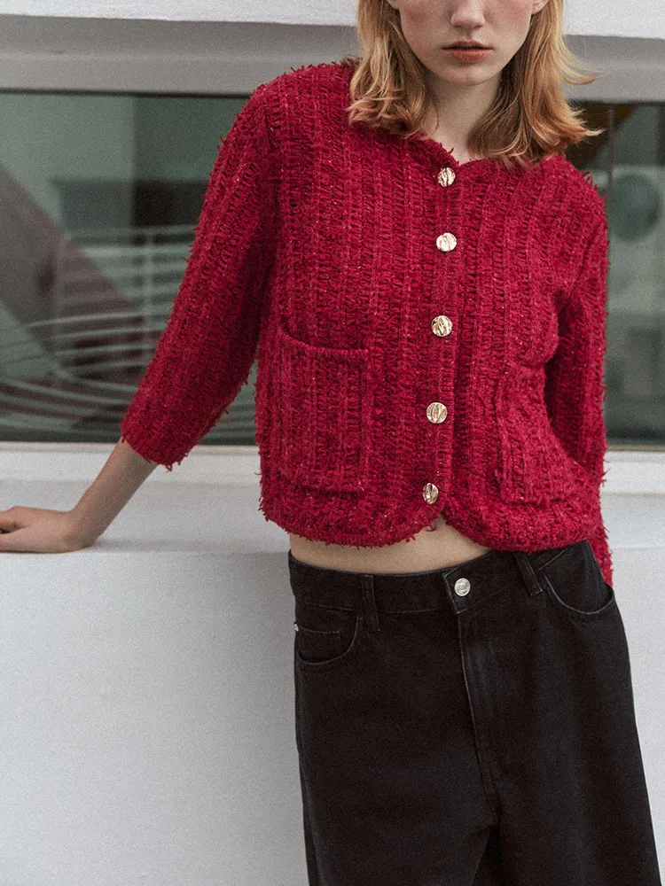 

Spring New Arrival Faionable Knitted Jaet round Ne Sve Women's Versatile Outerwear Commute Sle Loose Fit Long Sve