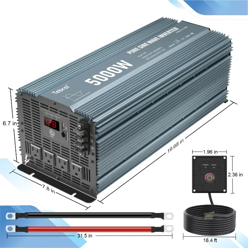 5000W Remote Control Pure Sine Wave Inverter 12V to 110V  110V AC Sovcket 5000w Pure Sine Wave Inverter