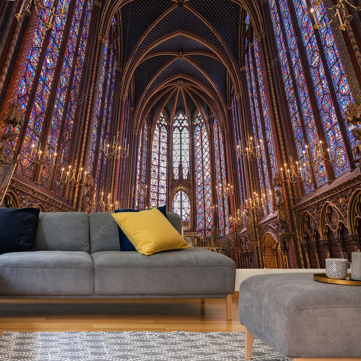 Tapiz de catedral gótica, arte de arquitectura sagrada, colgante de pared, decoración espiritual para el hogar, iglesia, simbolismo religioso, diseño Medieval