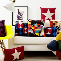 Home Decorative Pillows for Sofa Hepburn Monroe Cushion Cover Red Throw Pillow Covers Living Room Decoration Decor Pillowcase