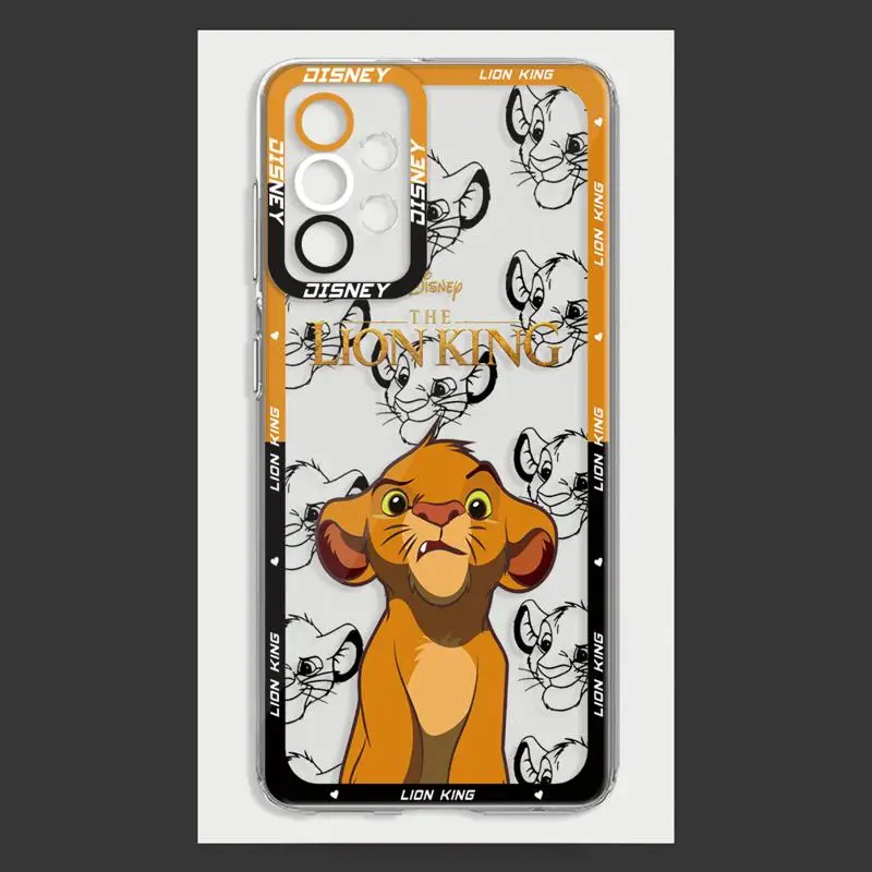 The King Lion Simba Animaton phone case for Samsung A55 5G A25 A22 A15 A34 A14 A71 A52 A50 A12 A13 A32 A31 A73 Clear funda Cover